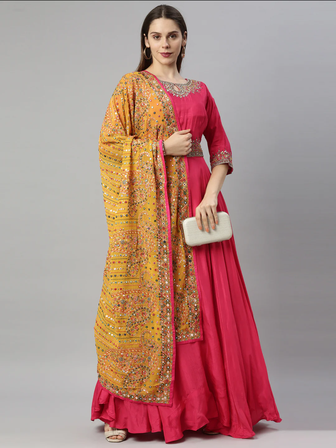 Neerus Rani Pink Color Silk Fabric Suit-Anarkali - Image 8