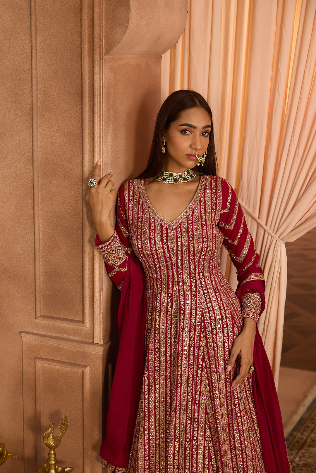 Neerus Rani Pink Embroidery Georgette Fabric Anarkali with Dupatta - Image 5