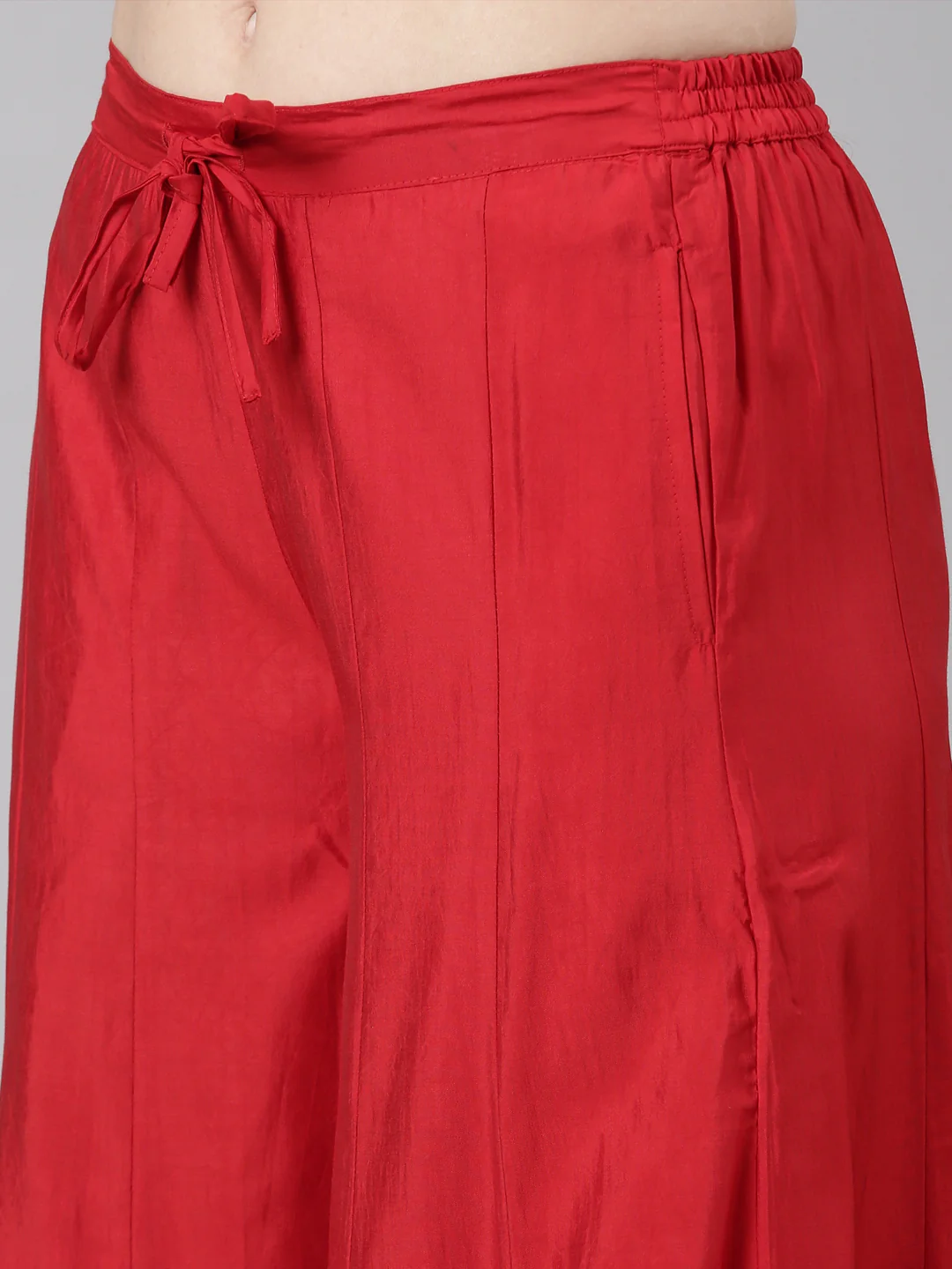 Neerus Red Casual Bandhani Straight Kurti and Palazzos With Dupatta - Image 7