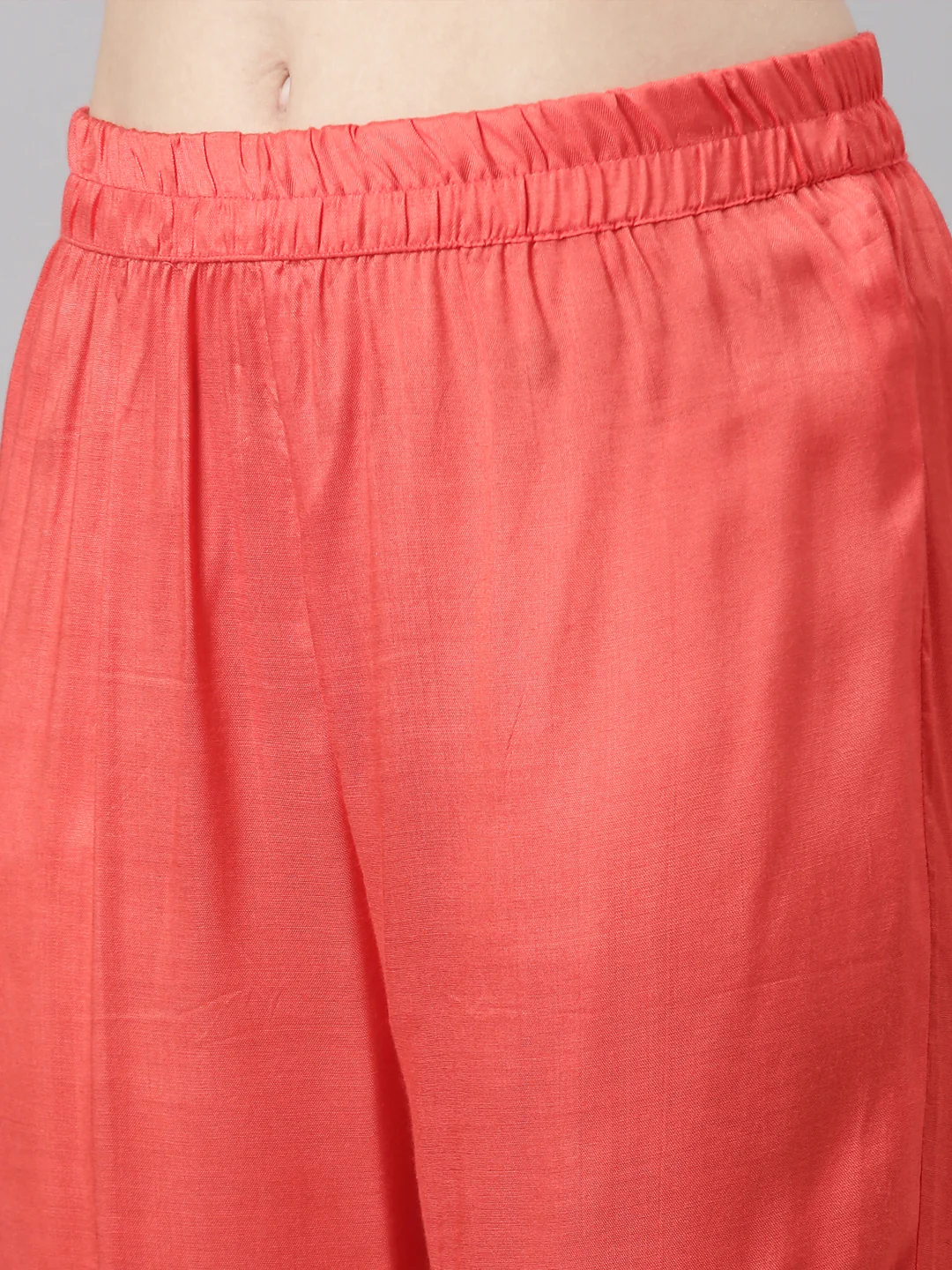 Neerus Red Casual Leheriya Straight Kurta and Trousers With Dupatta - Image 7