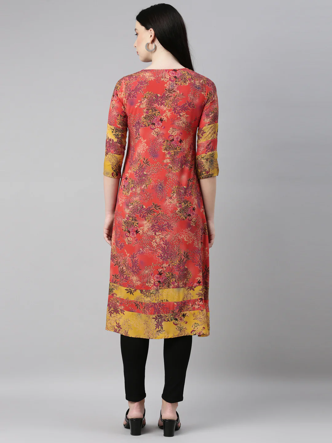 Neerus Red Color Rayon Fabric Kurta - Image 13