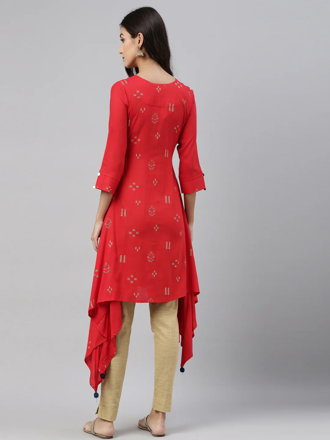 Neerus Red Color Rayon Fabric Tunic - Image 5