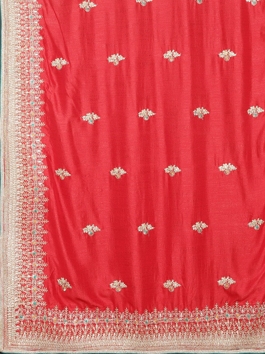 Neerus Red Embellished Saree With Blouse - Image 4