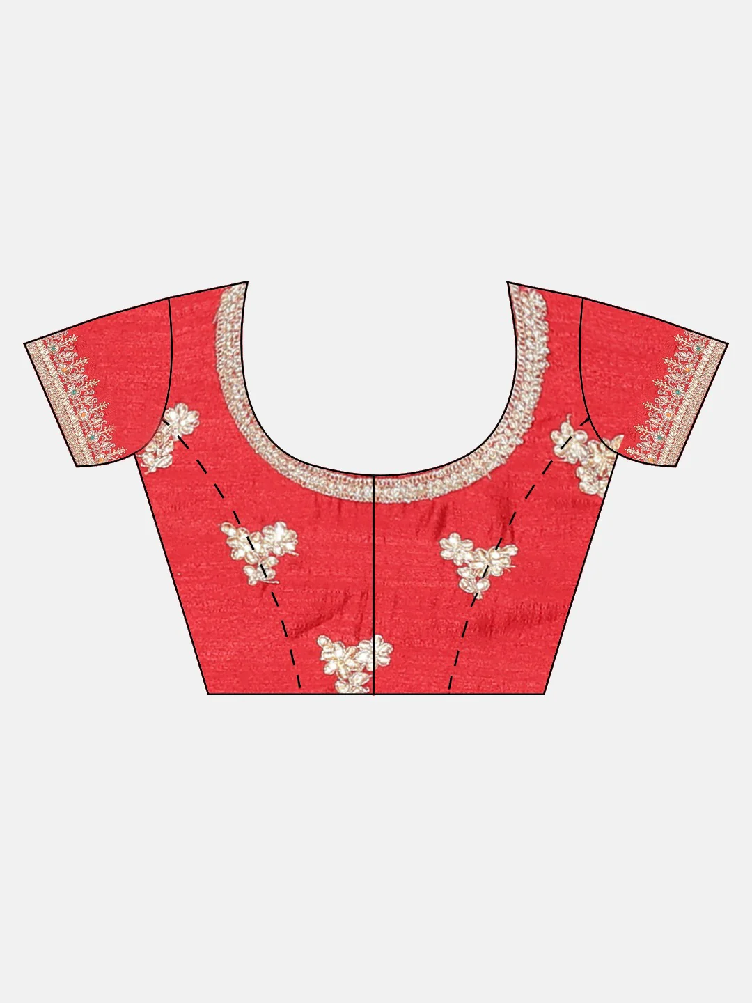 Neerus Red Embellished Saree With Blouse - Image 5