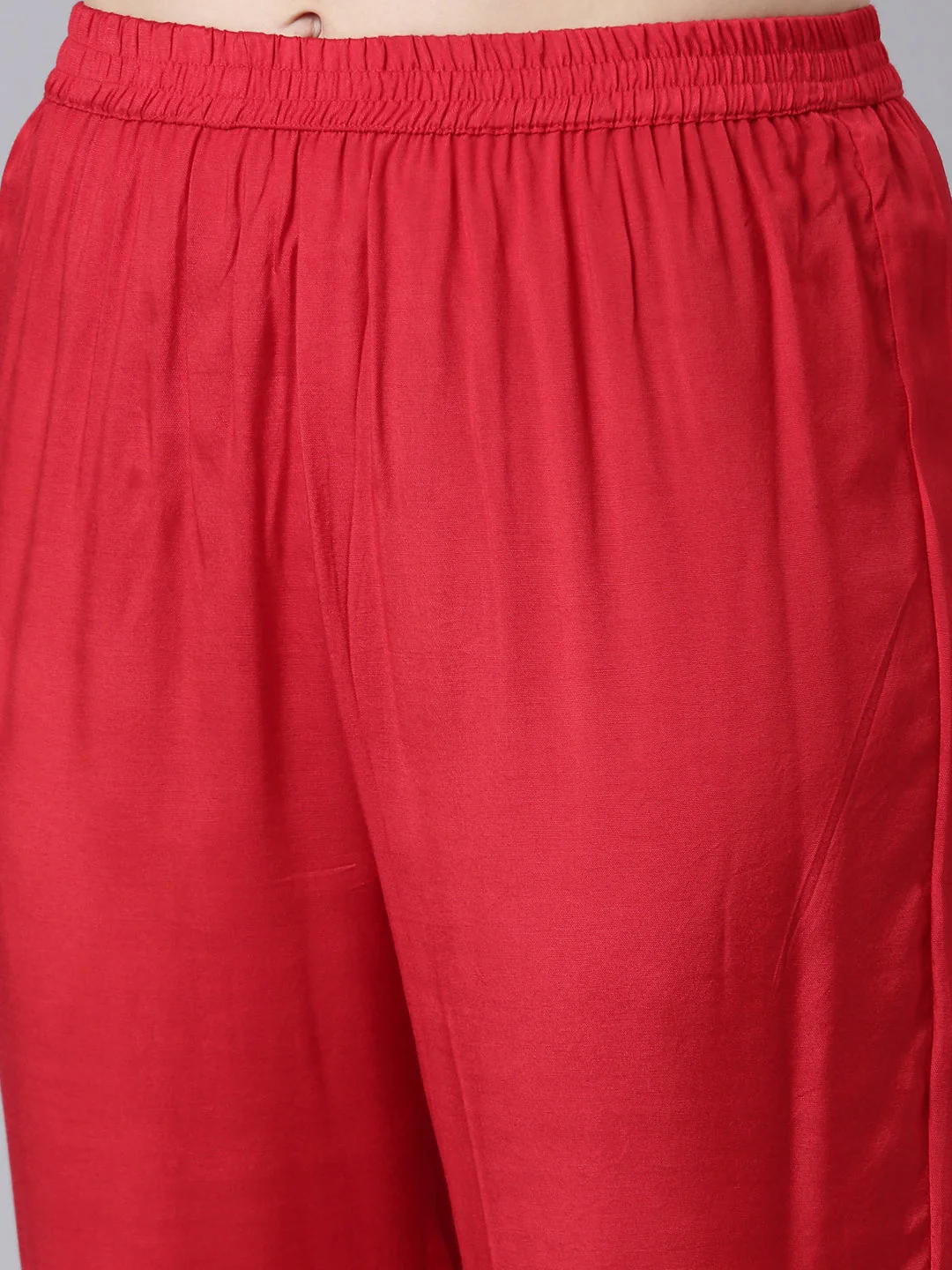 Neerus Red Panelled Straight Floral Readymade Suits - Image 7