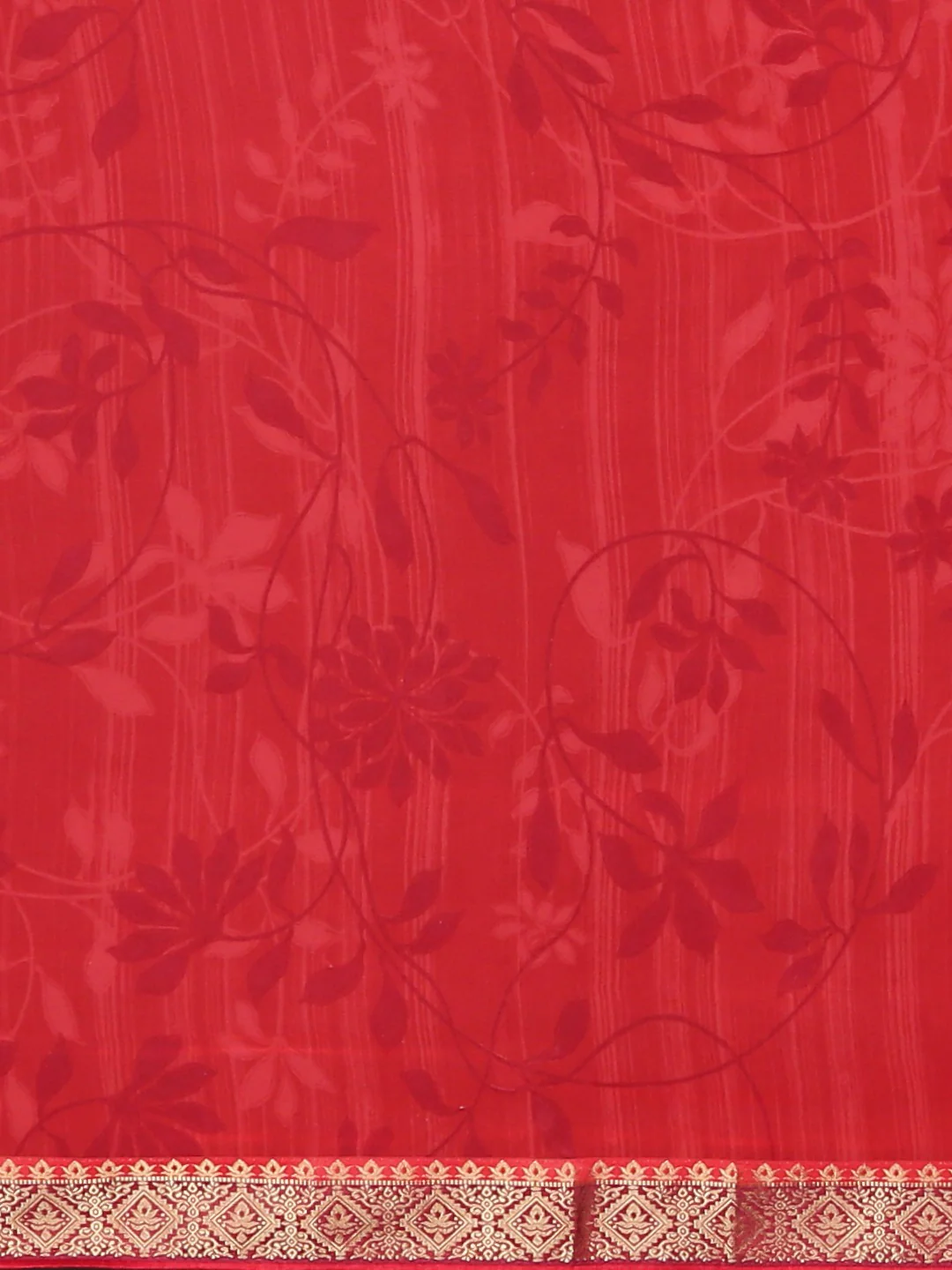 Neerus Red Printed Saree With Blouse - Image 3