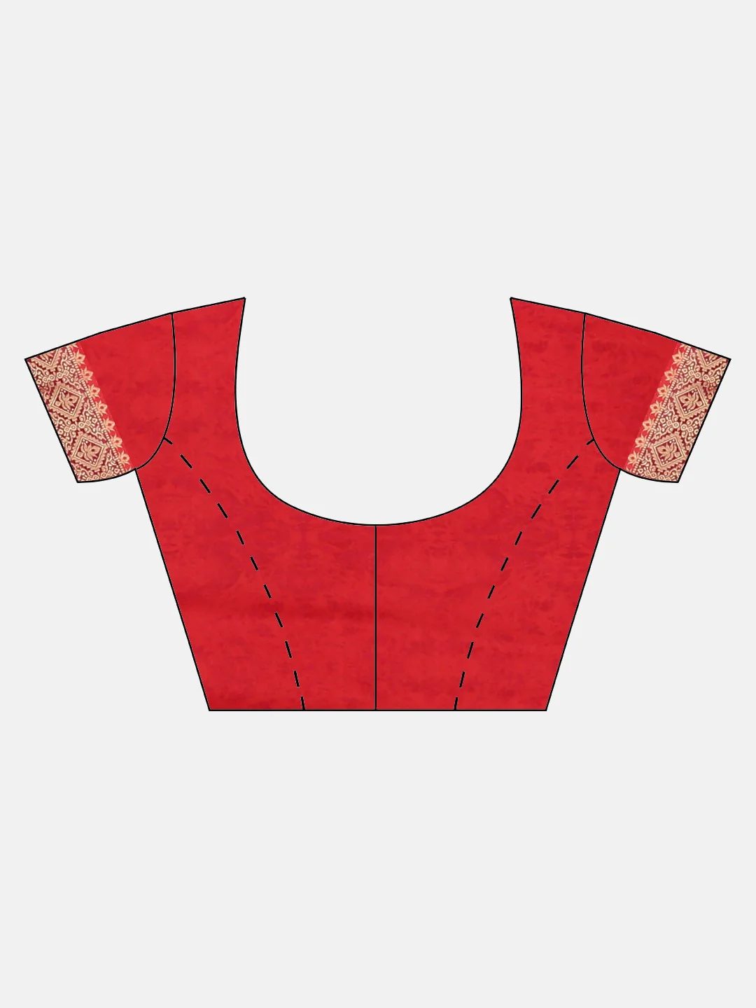 Neerus Red Printed Saree With Blouse - Image 5