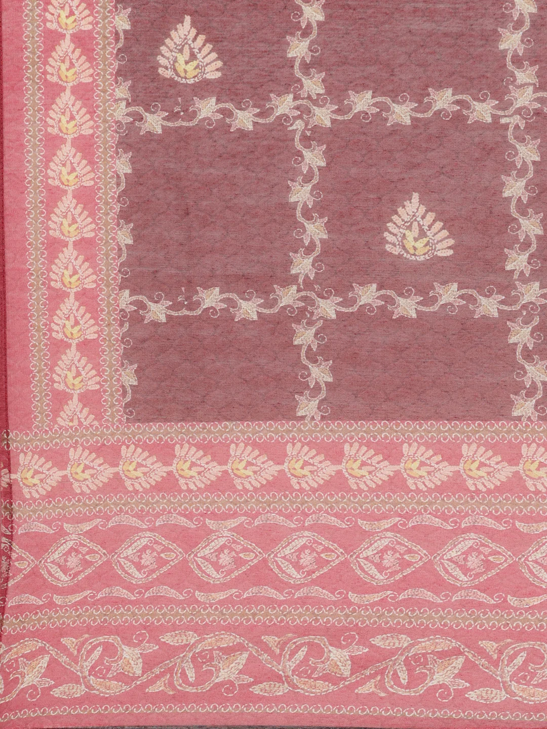 Neerus Red Regular Calf Length Printed Kurta Solid Trousers With Dupatta - Image 7