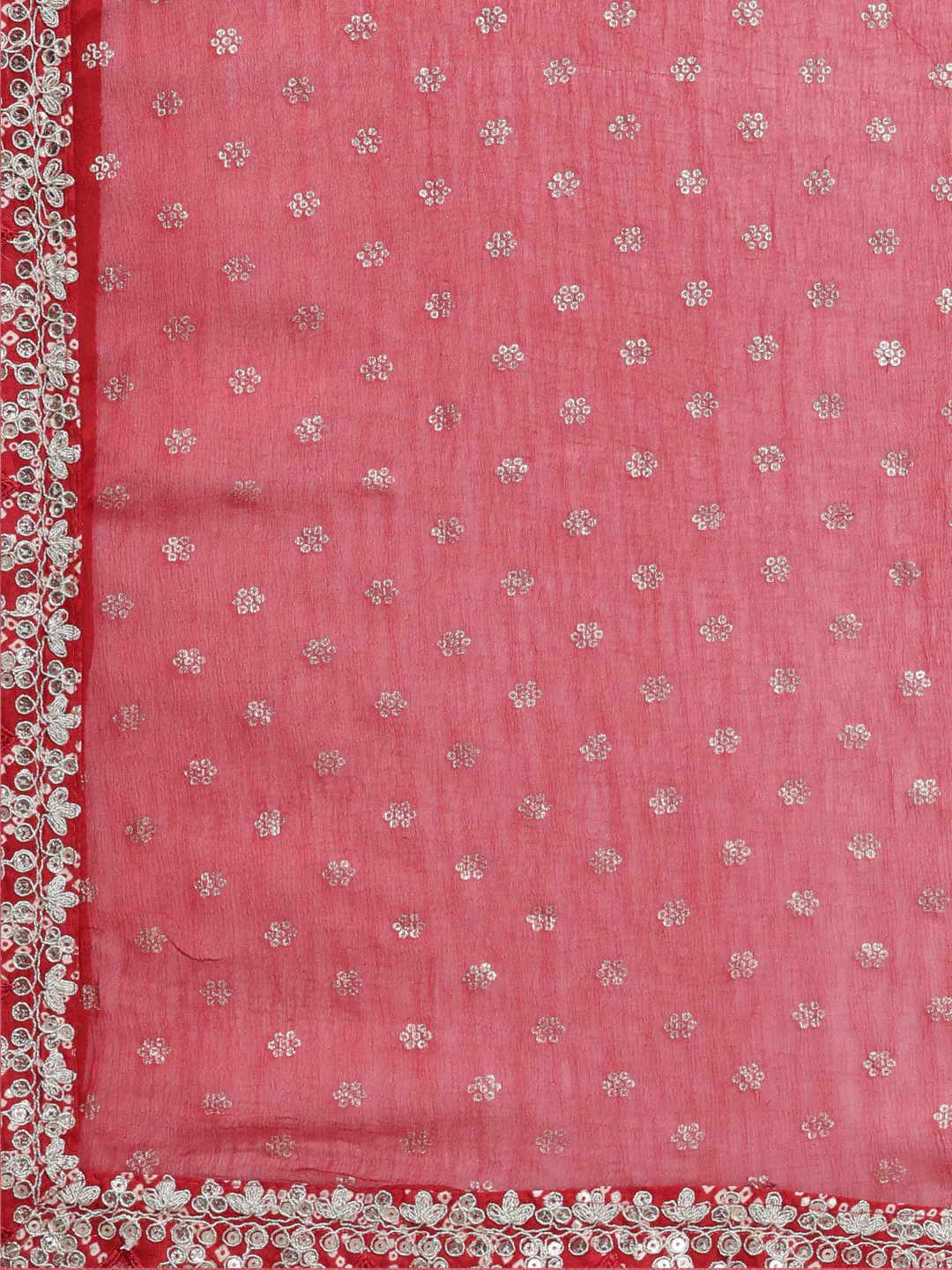 Neerus Red Regular Calf Length Printed Kurta Solid Trousers With Dupatta - Image 7