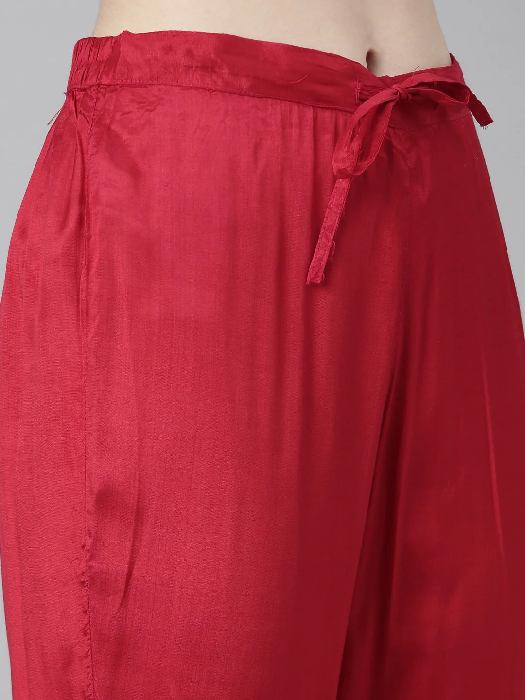 Neerus Red Regular Straight Floral Kurta And Trousers With Dupatta - Image 6