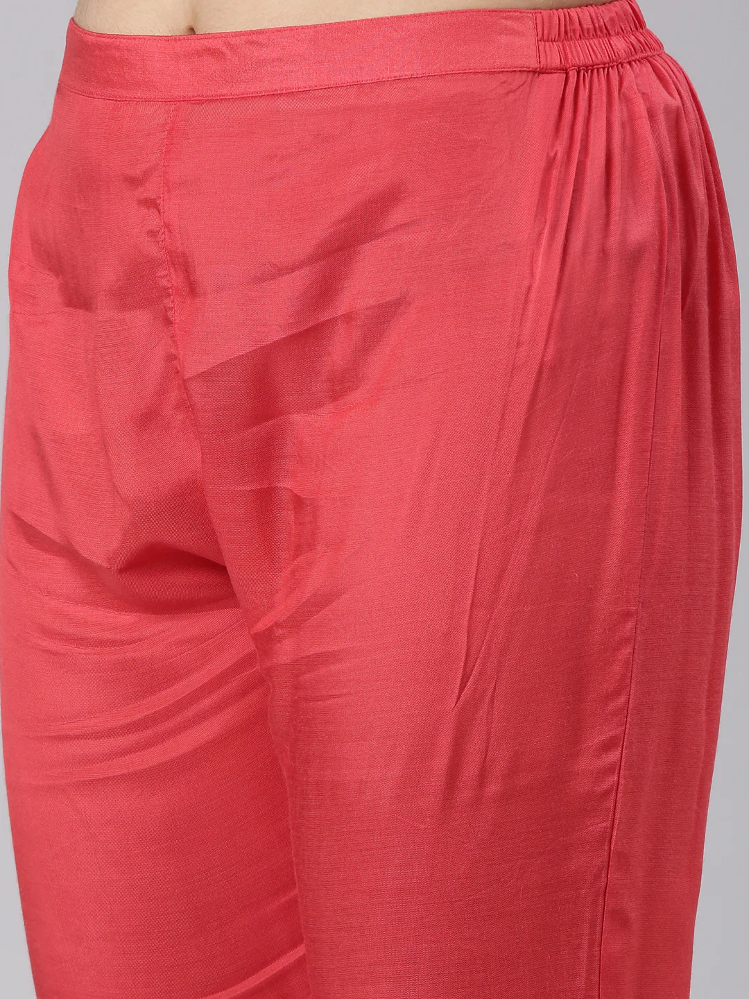 Neerus Red Regular Straight Printed Kurta And Trousers - Image 6