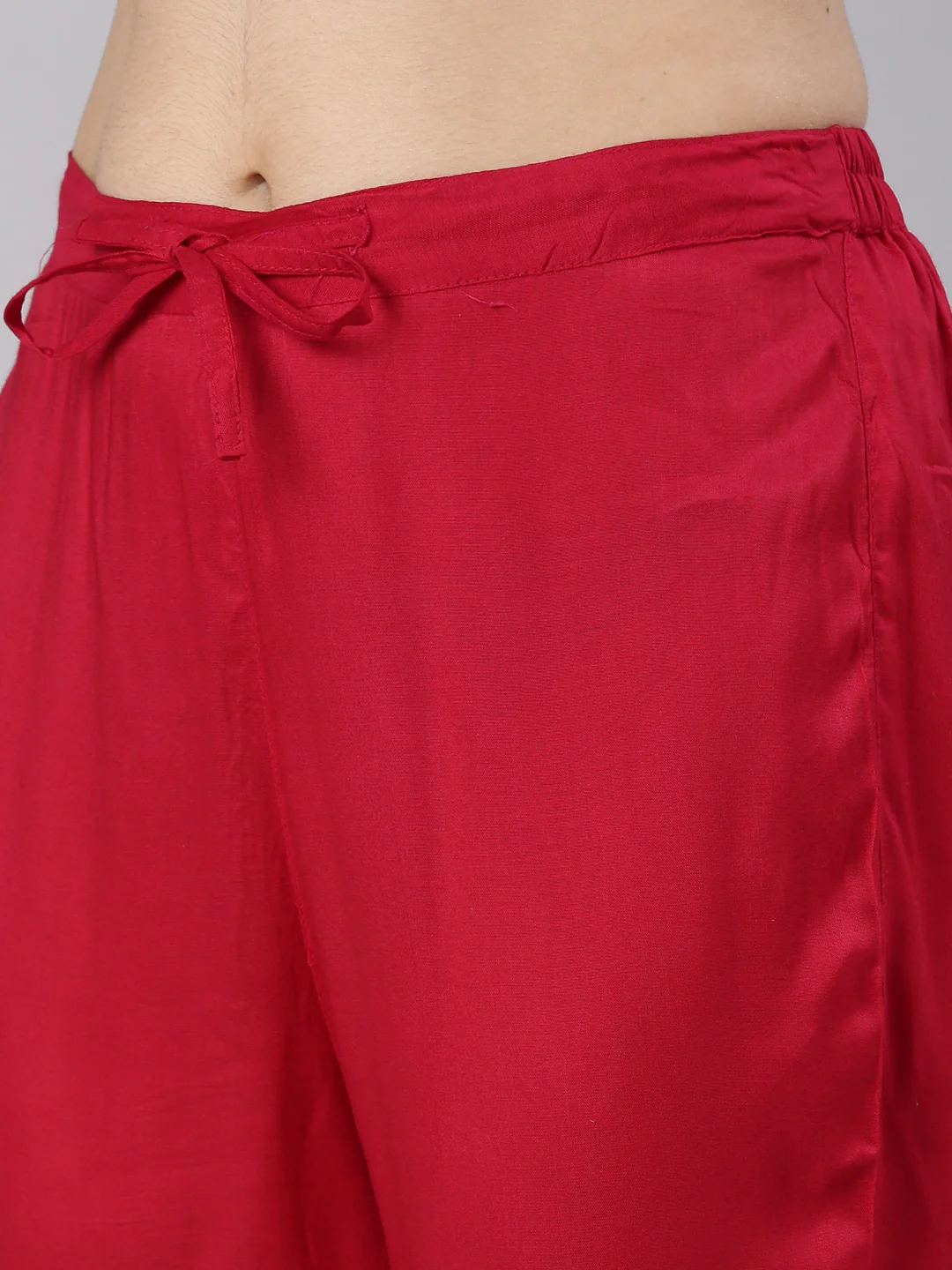 Neerus Red Regular Straight Printed Kurta And Trousers - Image 6