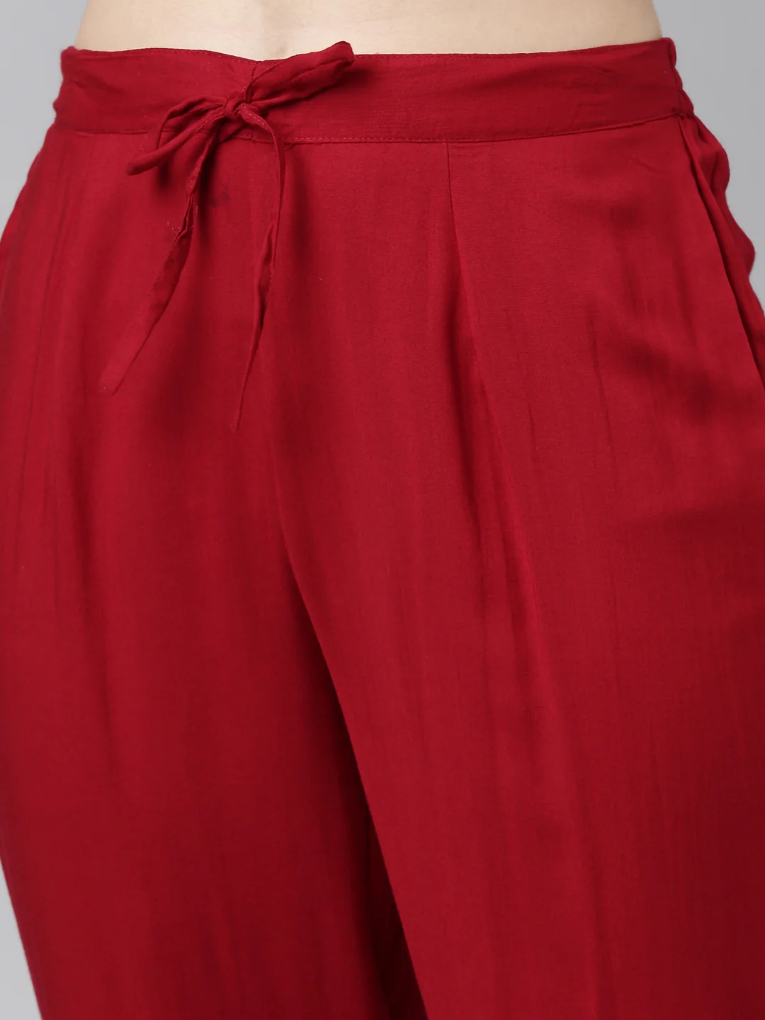 Neerus Red Regular Straight Printed Kurta And Trousers With Dupatta - Image 6