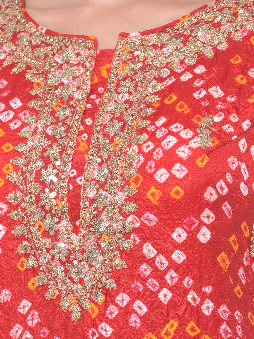 Neerus Red Zari Kurta With Sharara & Dupatta - Image 4