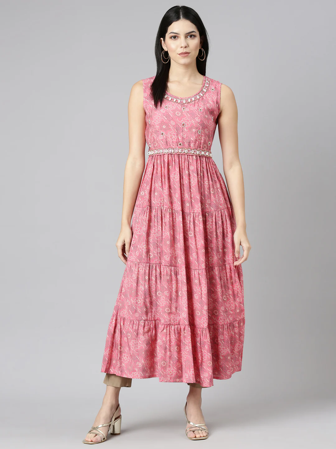 Neerus Rose Straight Casual Printed Gown - Image 5