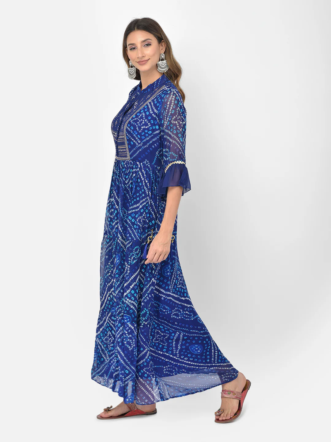 Neerus Royal Blue Color Georgette Fabric Kurta