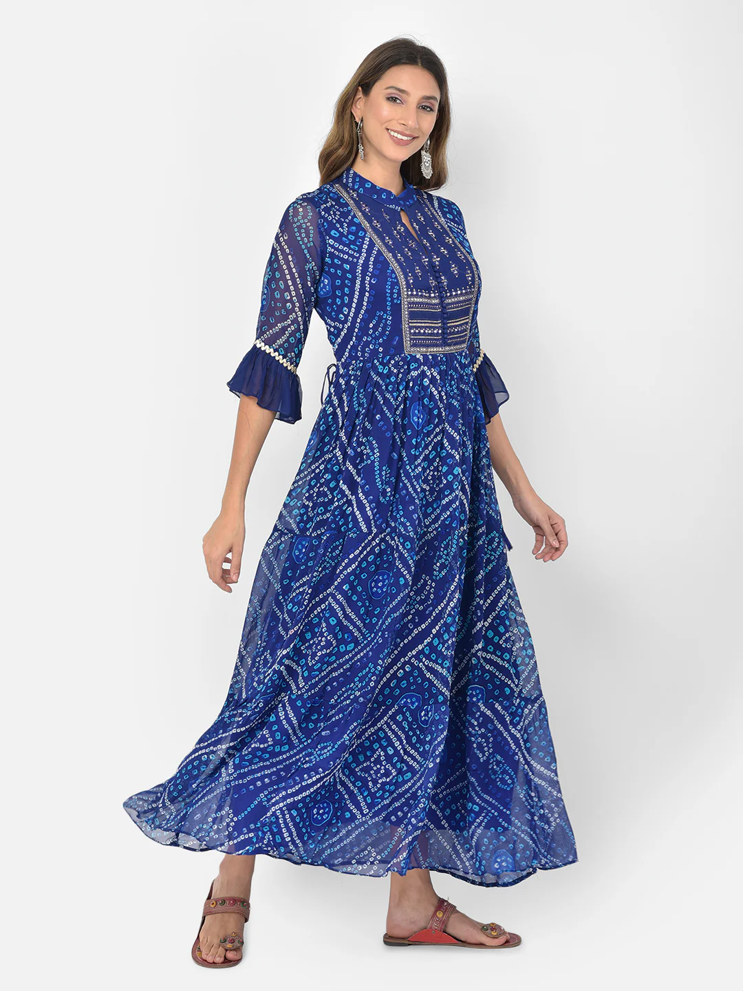Neerus Royal Blue Color Georgette Fabric Kurta - Image 6