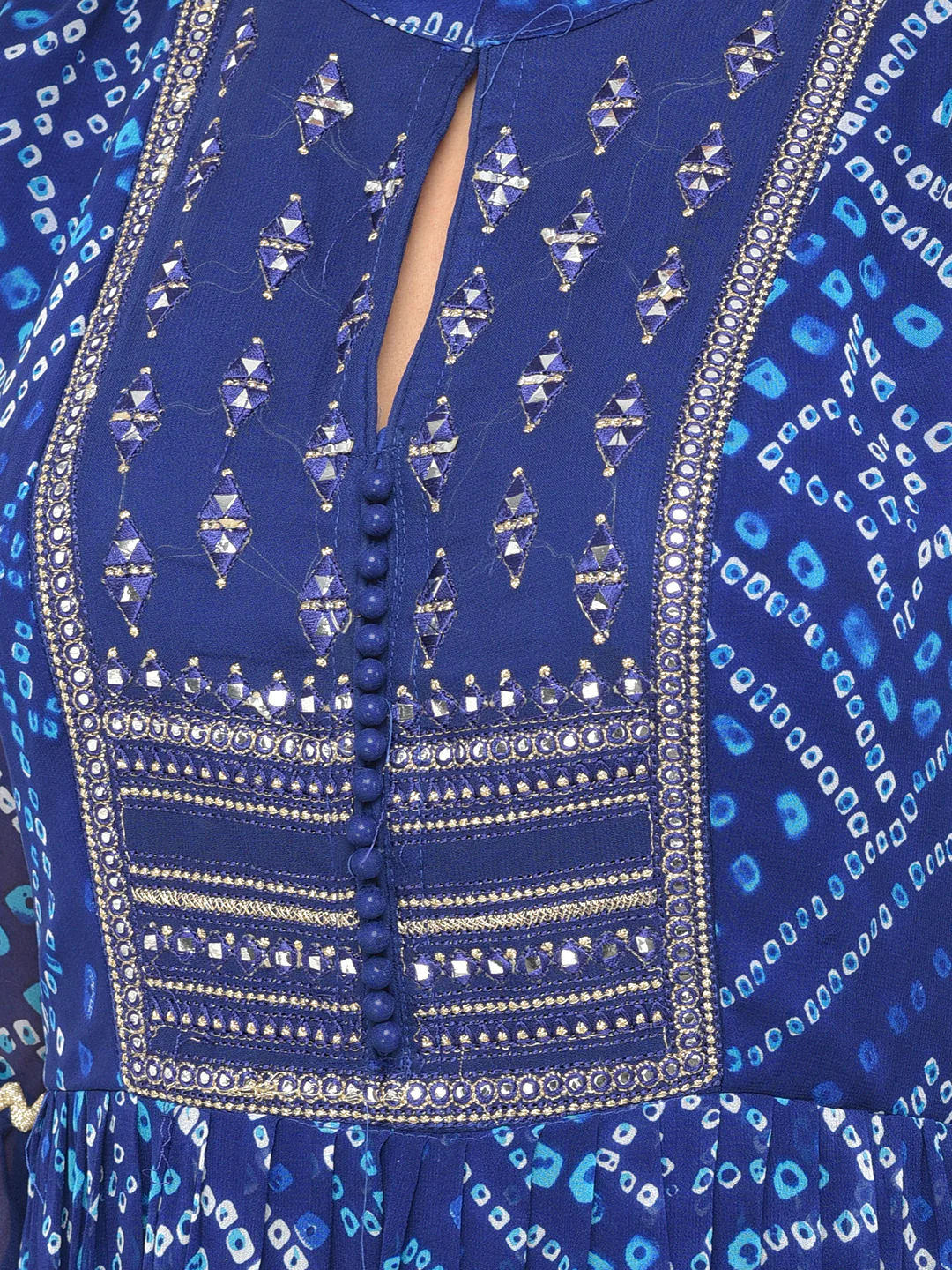 Neerus Royal Blue Color Georgette Fabric Kurta - Image 8