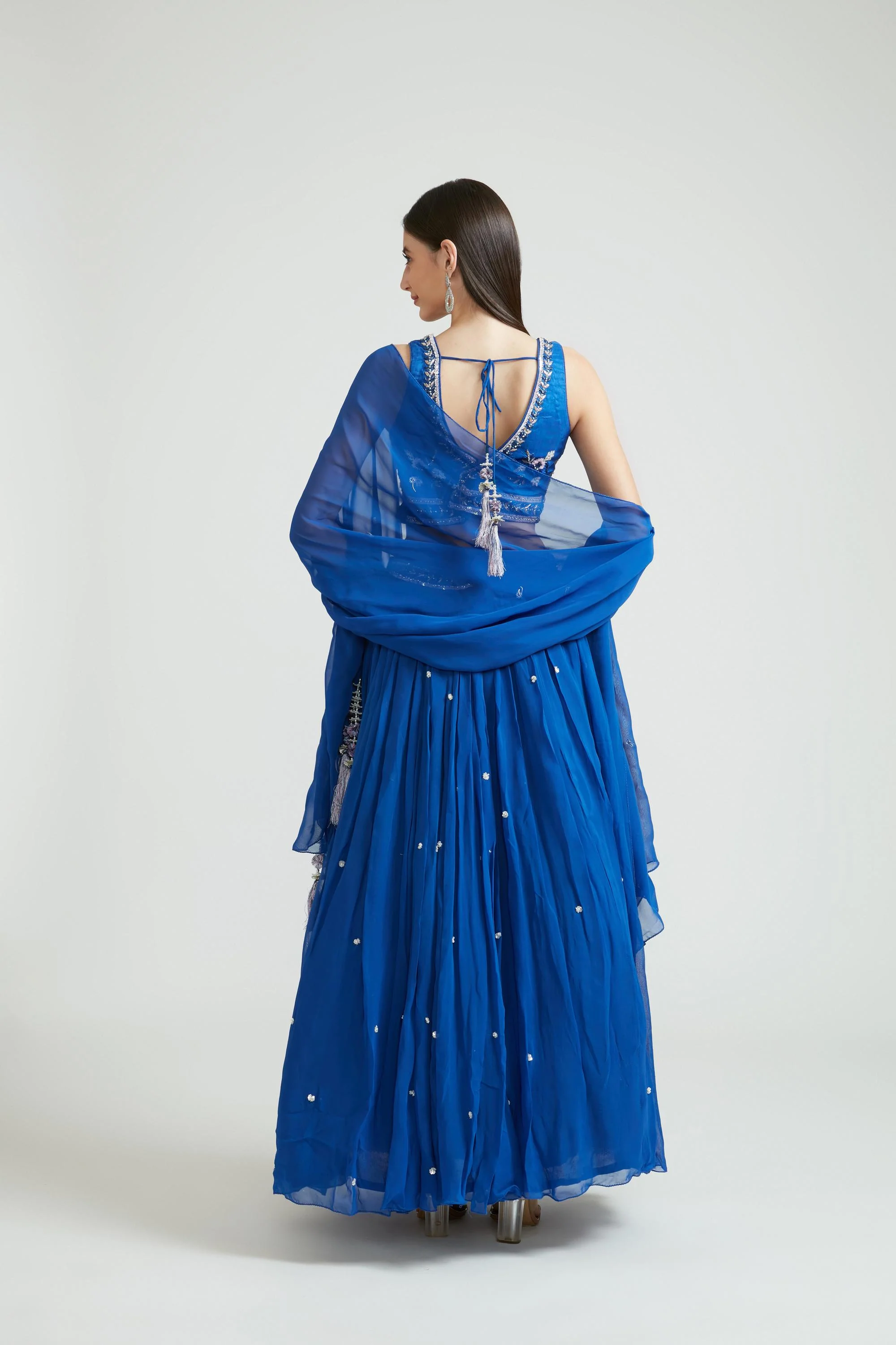 Neerus Royal Blue Color Georgette Fabric Lehenga Choli - Image 3