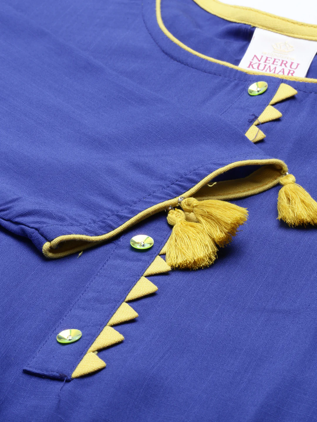 Neerus Royal Blue Color Slub Rayon Fabric Kurta - Image 7