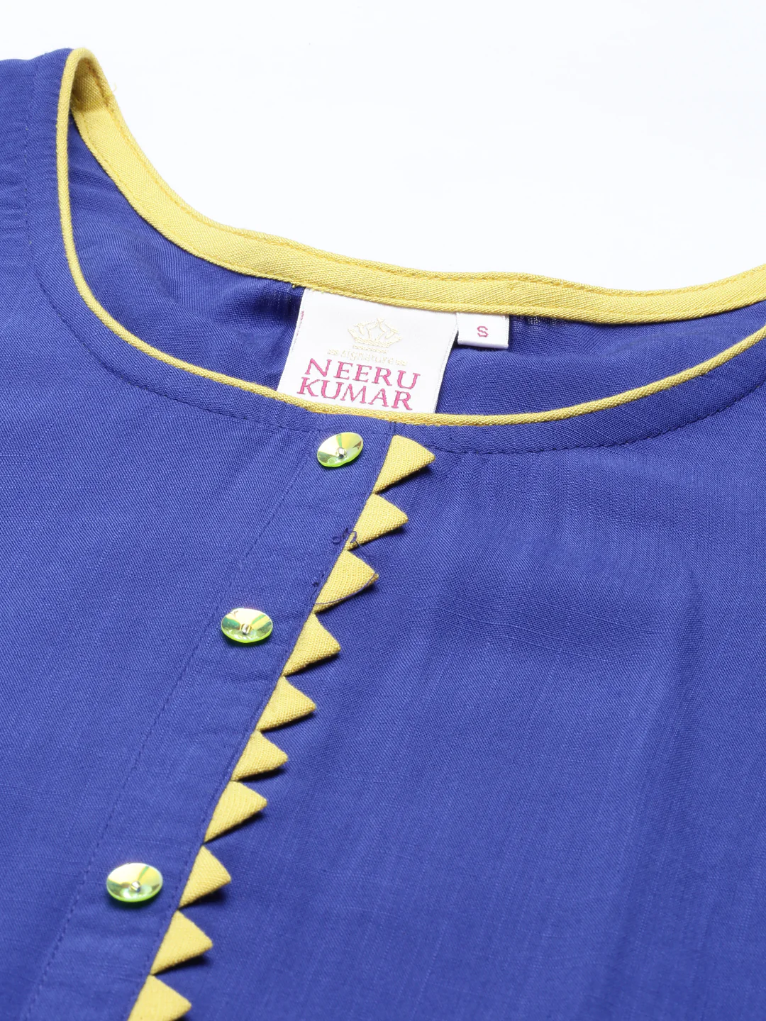 Neerus Royal Blue Color Slub Rayon Fabric Kurta - Image 8
