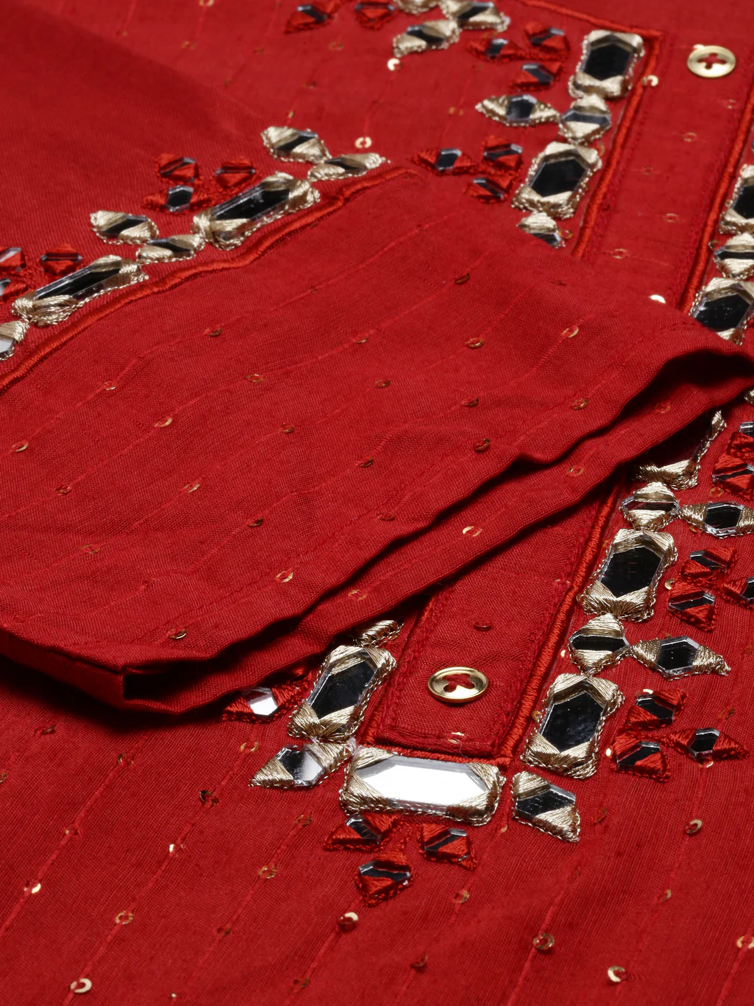 Neerus Rust Color Chanderi Fabric Tunic - Image 3