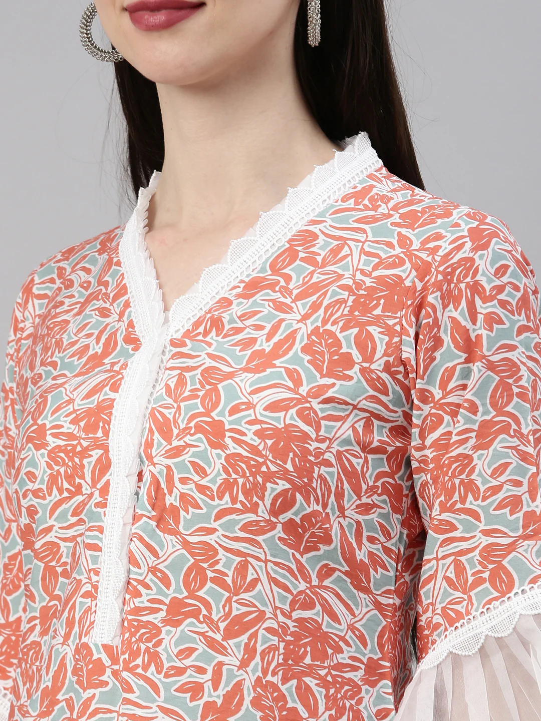 Neerus Rust Color Rayon Fabric Kurta - Image 8