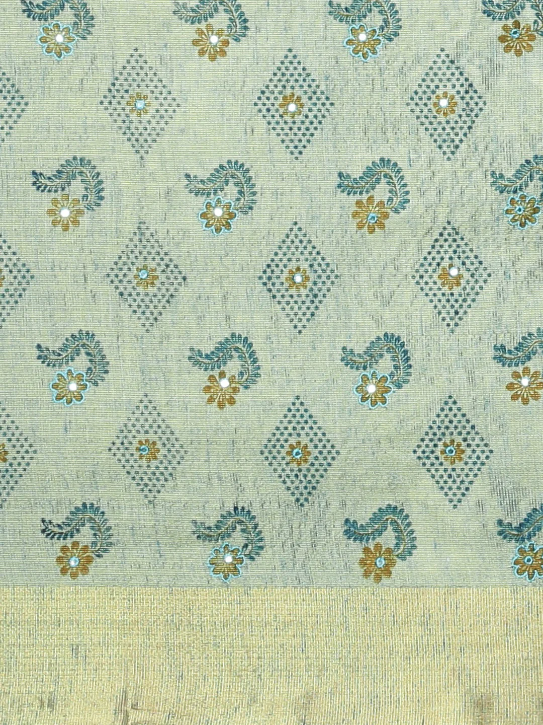 Neerus Sea Blue Color Tissue Fabric Saree - Image 3