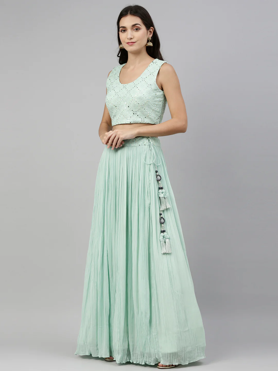 Neerus Sea Green Color Georgette Fabric Suit-Fusion - Image 5