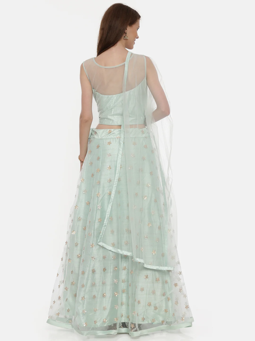 Neerus Sea Green Color Nett Fabric Ghagra Set - Image 6