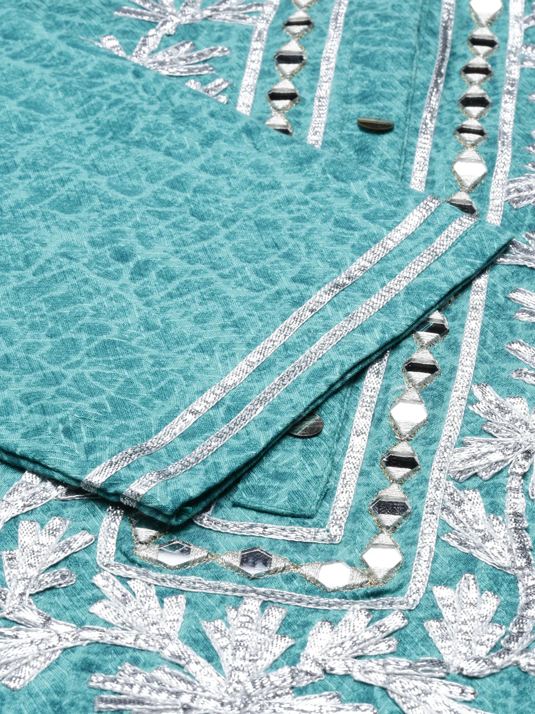 Neerus Sea Green Color Printed Fabric Kurta - Image 6