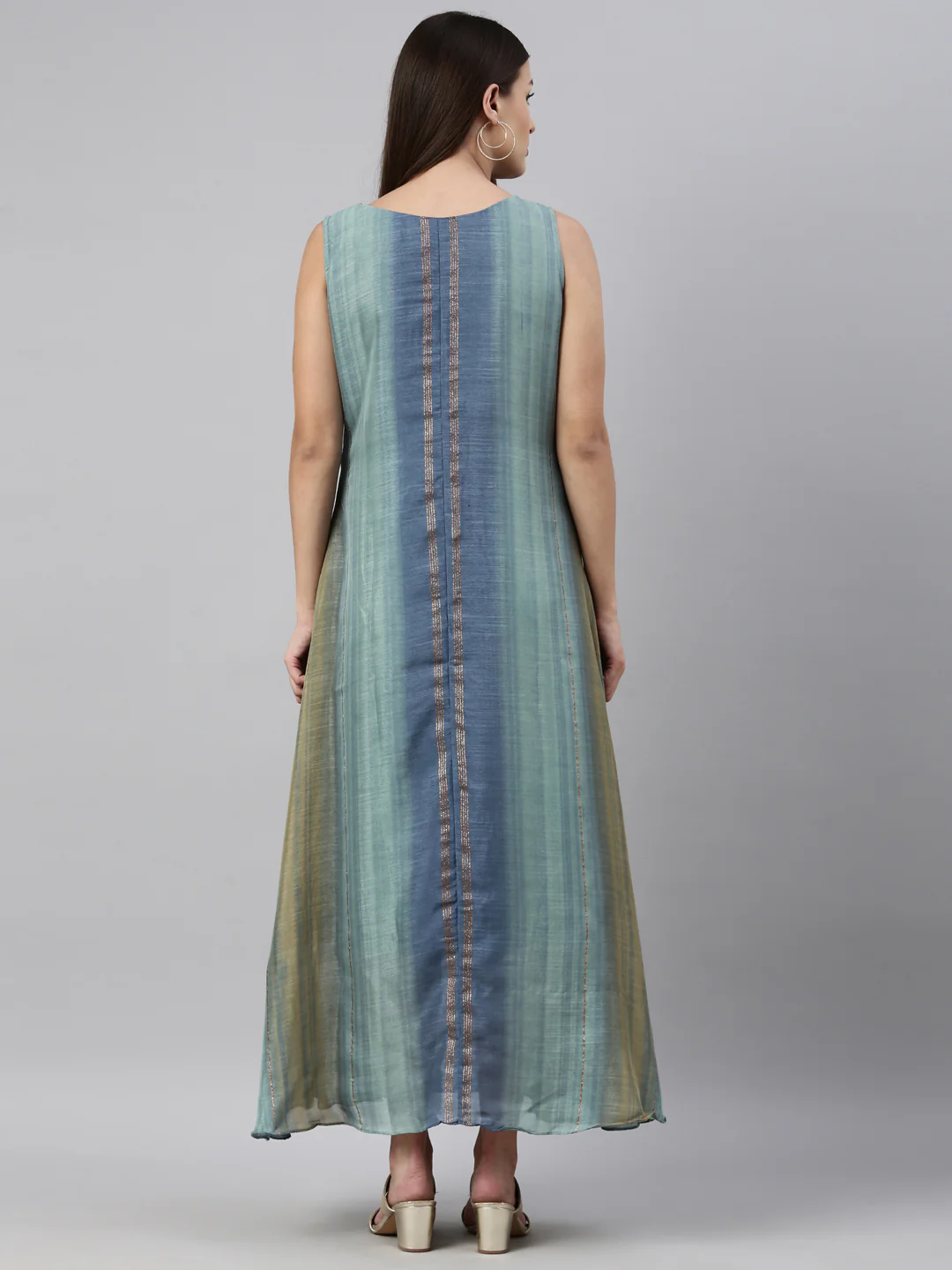 Neerus Sea Green Color Silk Fabric Kurta - Image 5