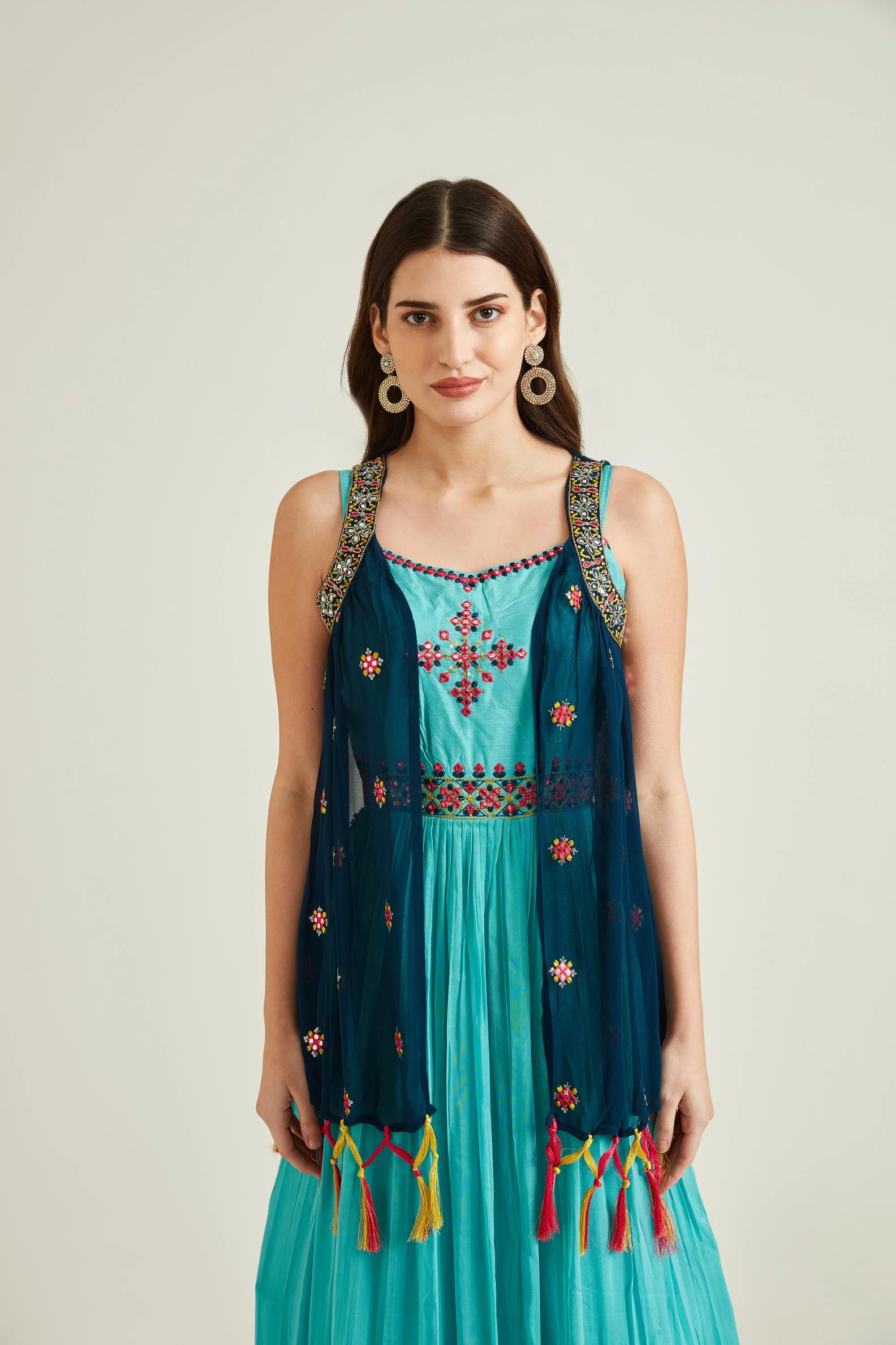 Neerus Sea Green Colour Georgette Fabric Gown - Image 4