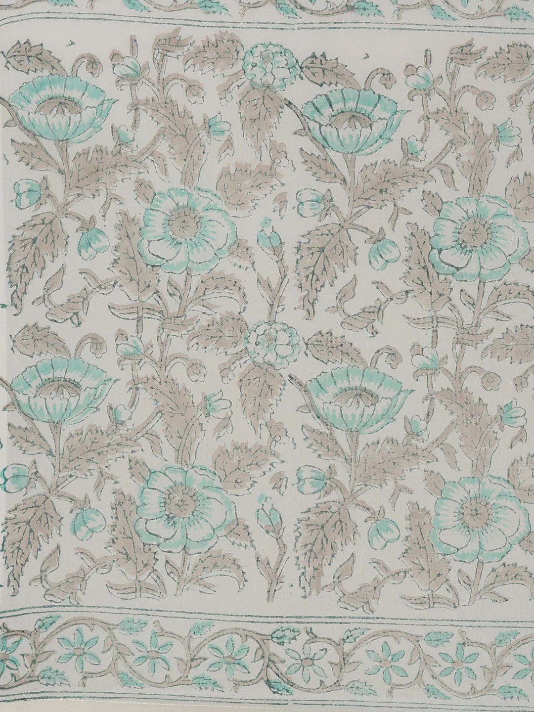 Neerus Sea Green Pleated Flared Printed Kurta And Trousers With Dupatta - Image 7