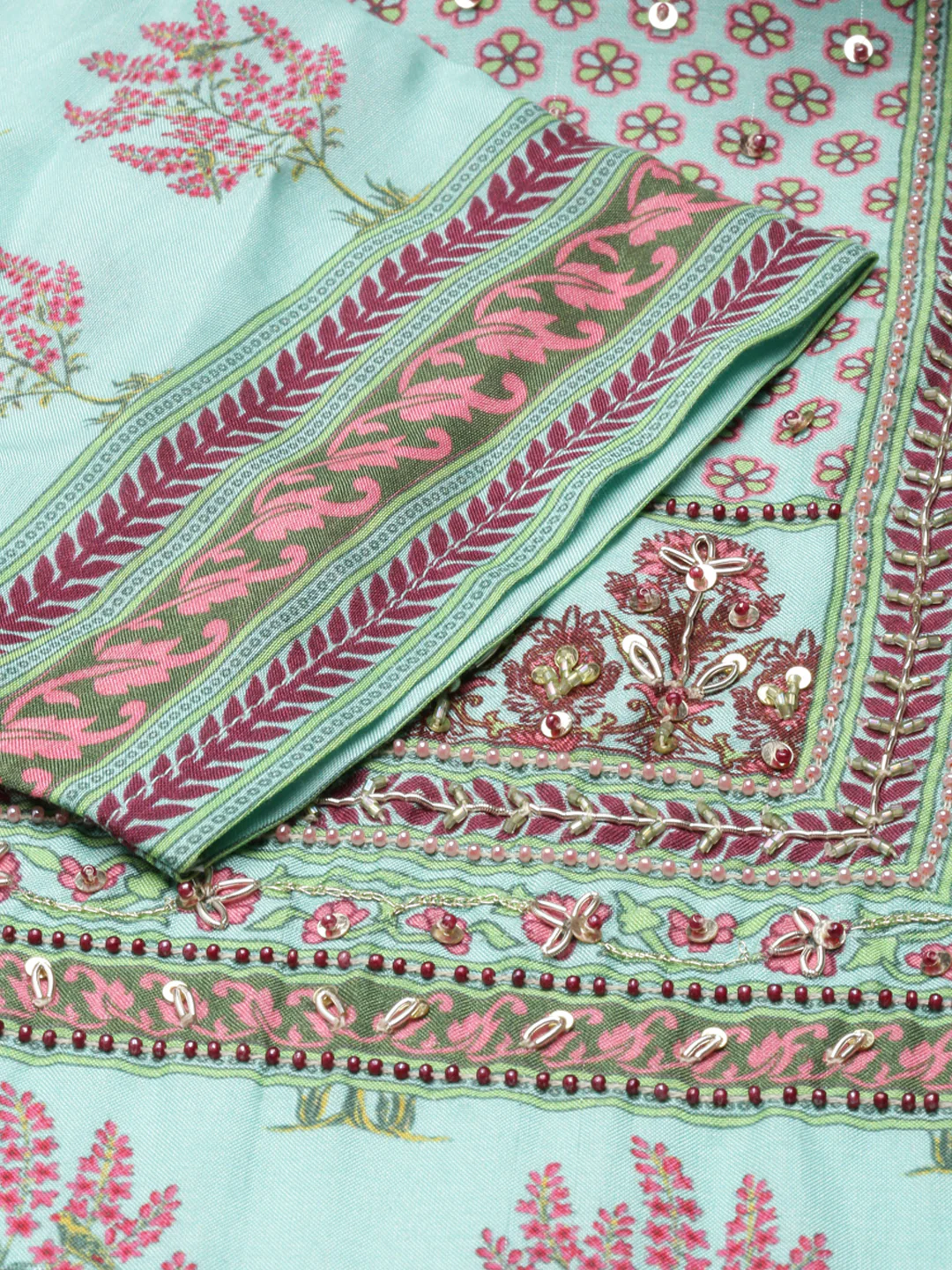 Neerus Sea Green Regular High-Low Kurta - Image 5