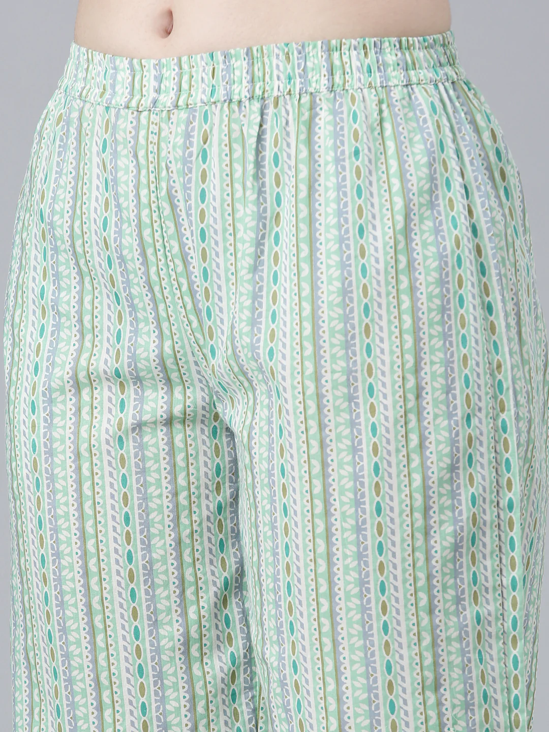 Neerus Sea Green Regular Straight Printed Kurta And Palazzos With Dupatta - Image 6