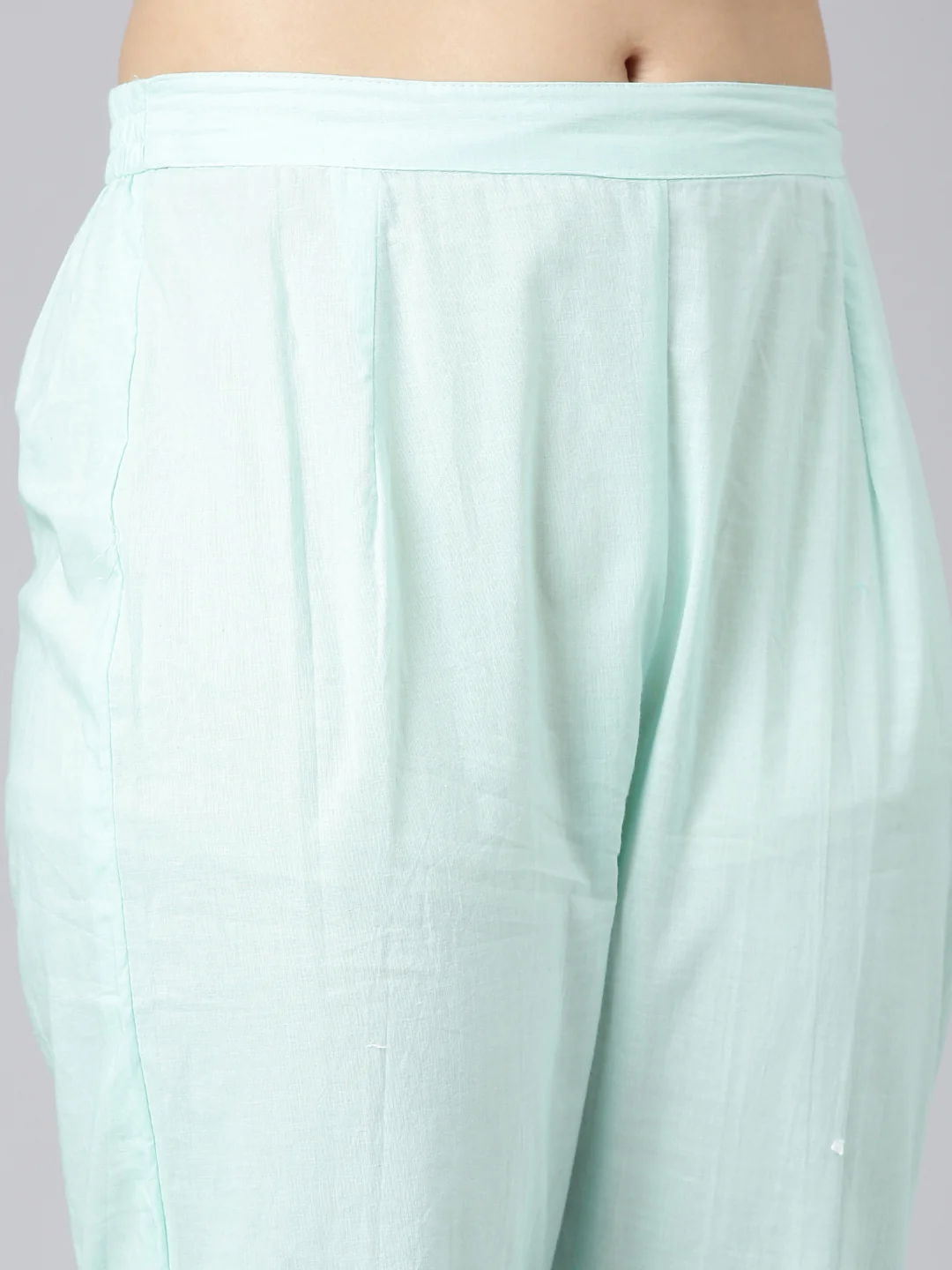Neerus Sea Green Yoke Design Anarkali Kurta and Trousers With Dupatta - Image 6