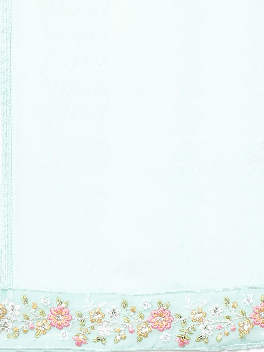 Neerus Sea Green Yoke Design Anarkali Kurta and Trousers With Dupatta - Image 7
