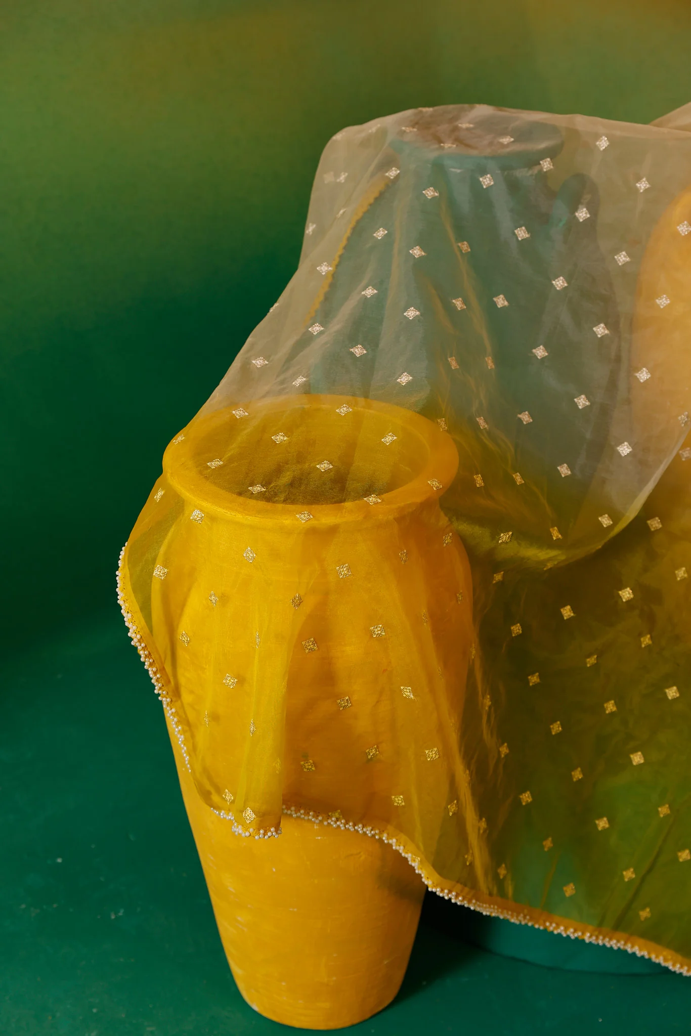 Neerus Yellow Sequence work Chinon Fabric Anarkali Set - Image 9