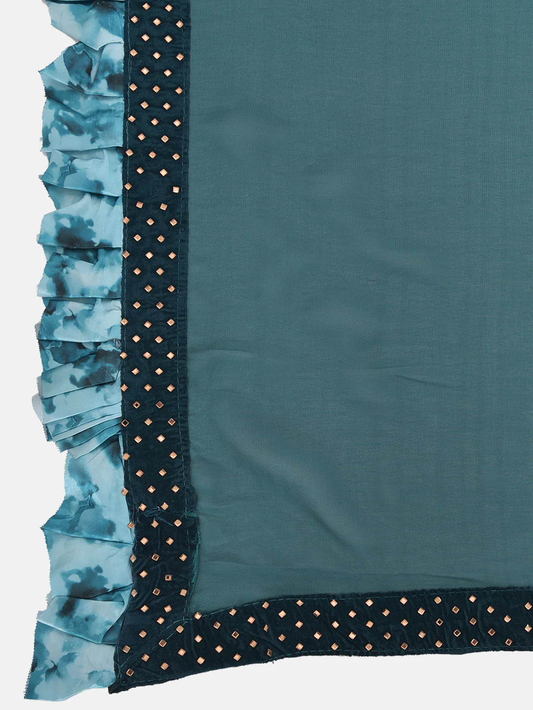 Neerus Teal Embellished Saree With Blouse - Image 4