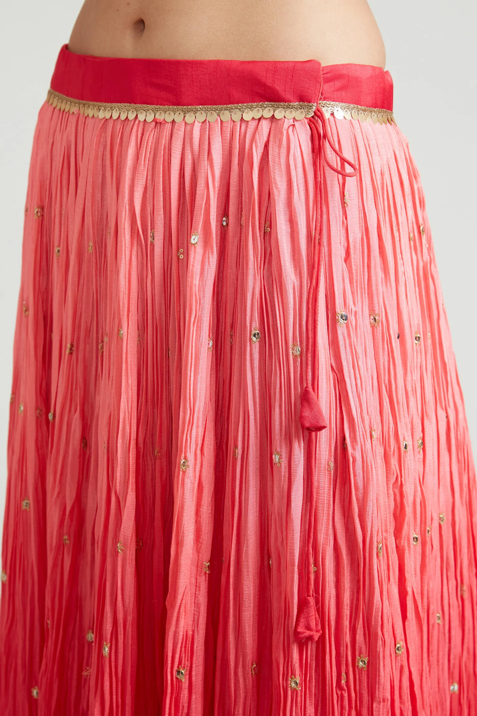 Neerus Tomato Color Silk Fabric Lehenga Choli - Image 5