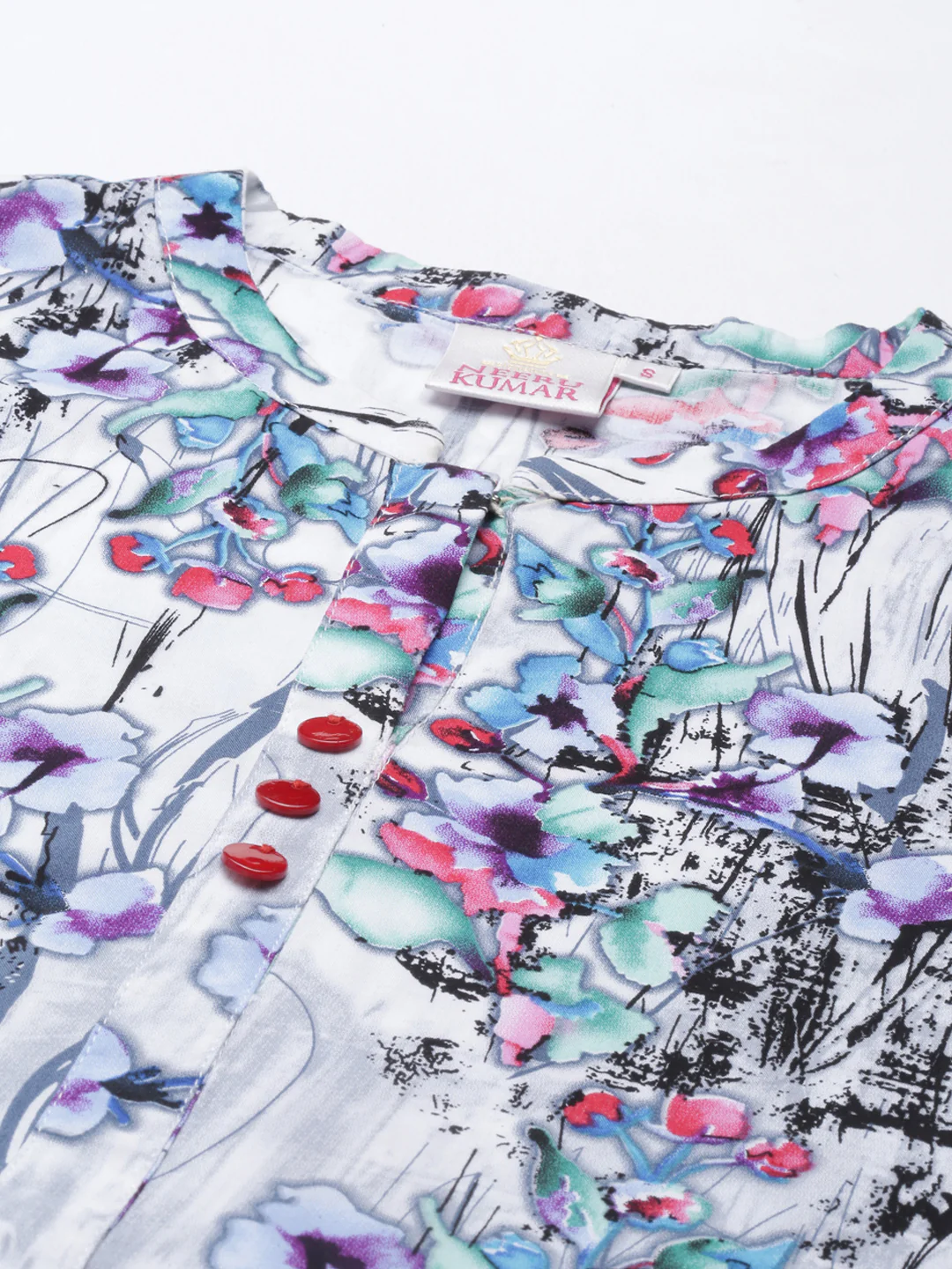 Neerus White Color Rayon Fabric Kurta - Image 2