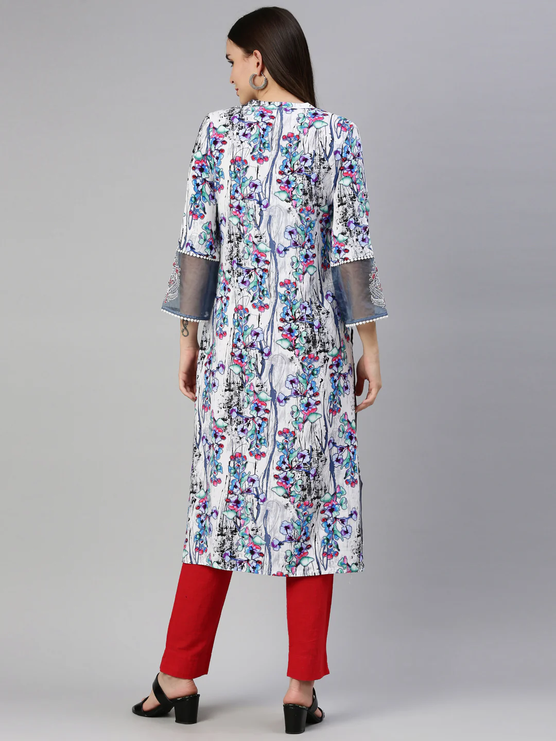 Neerus White Color Rayon Fabric Kurta - Image 5