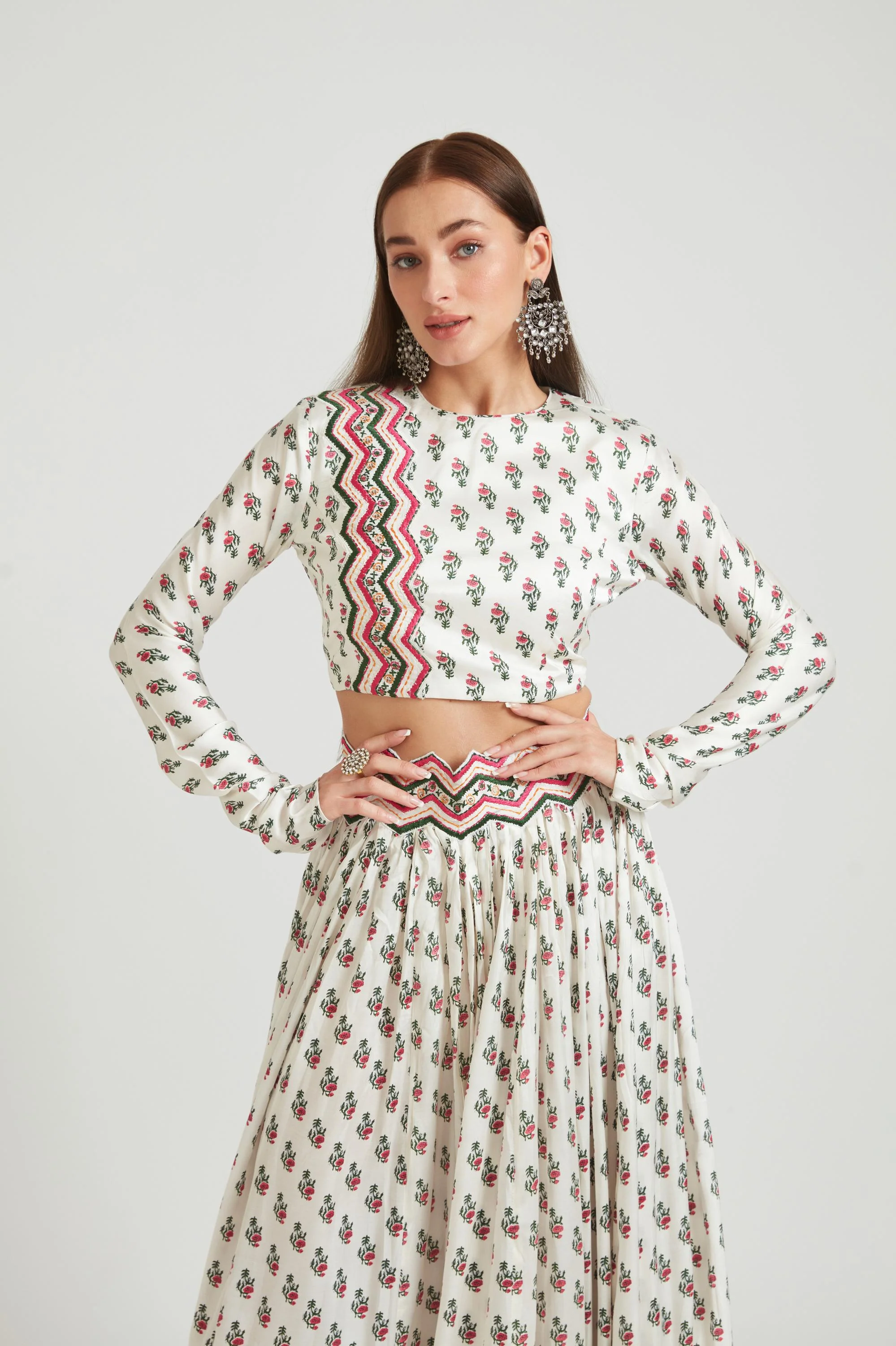 Neerus White Color Silk Fabric Lehenga Choli - Image 2