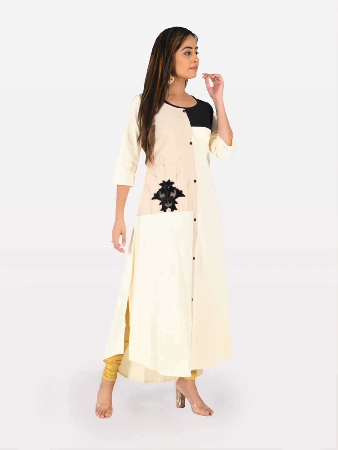 Neerus White Embroidered A Line Kurta - Image 2