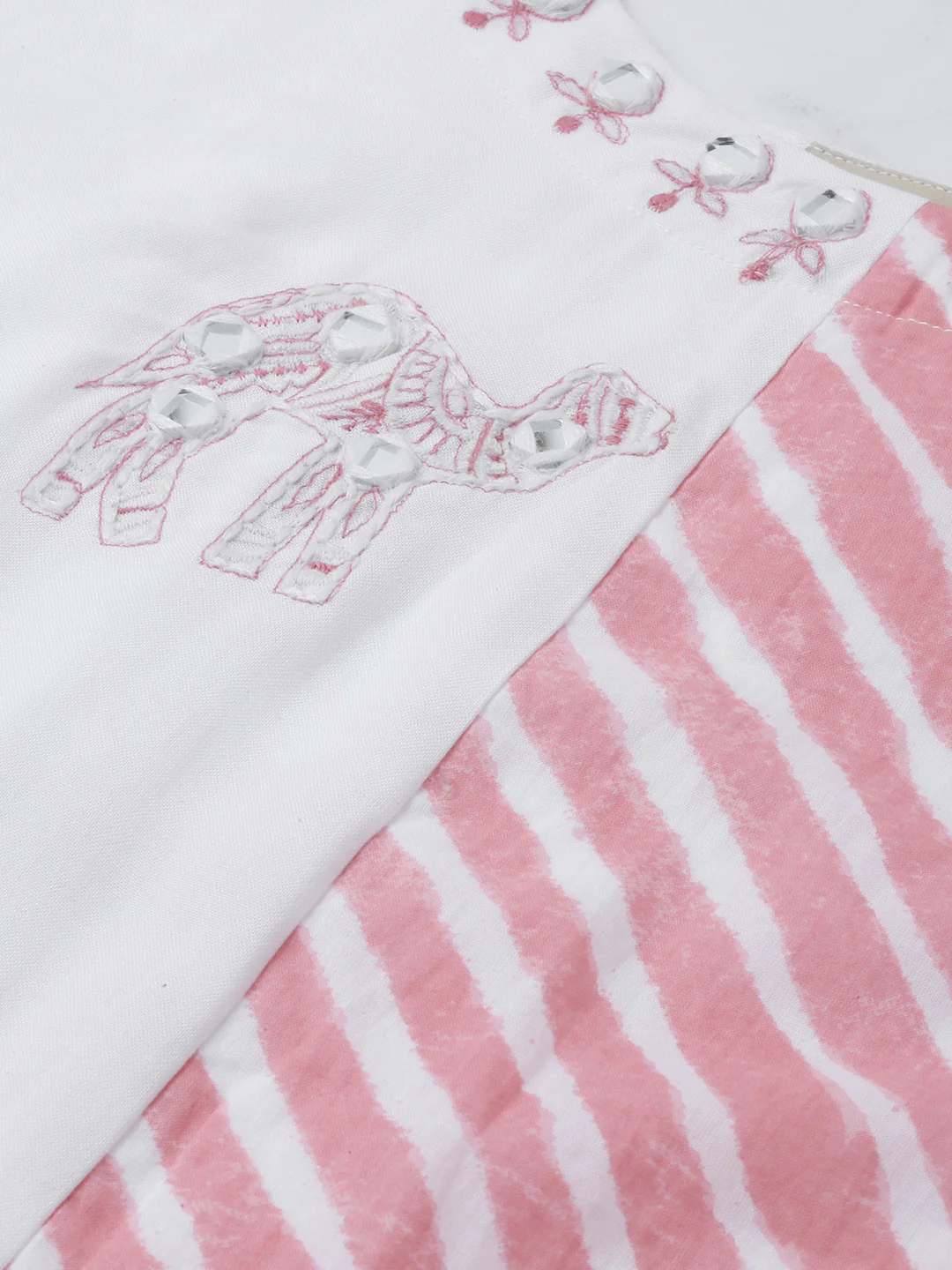 Neerus White Embroidered High Low Kurta - Image 2