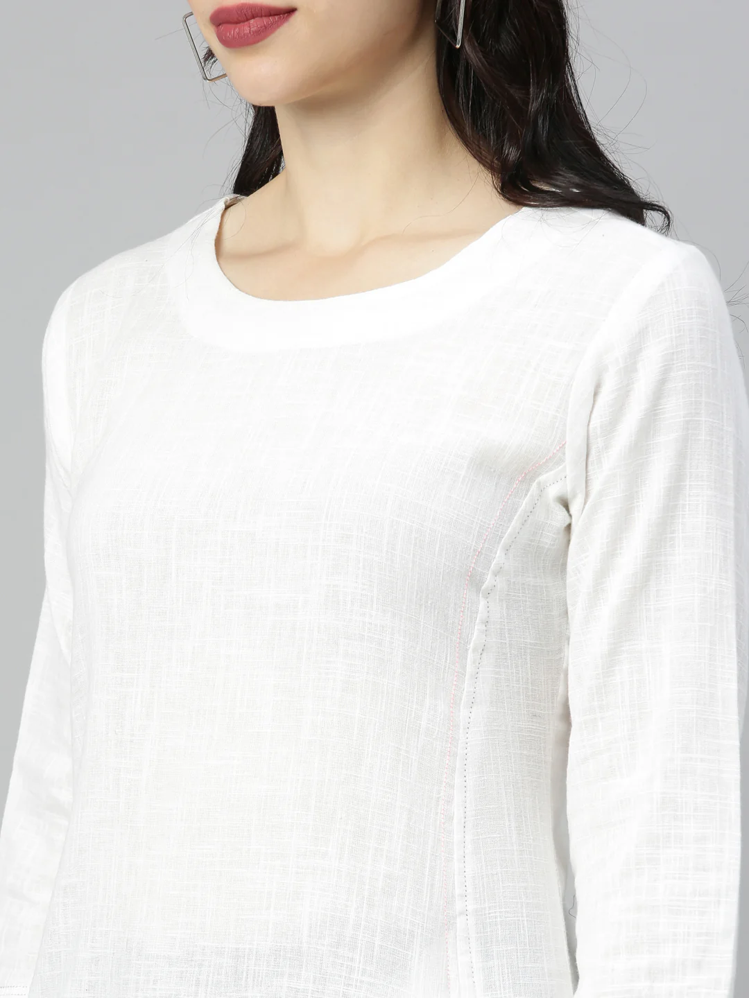 Neerus White Printed A Line Kurta - Image 6