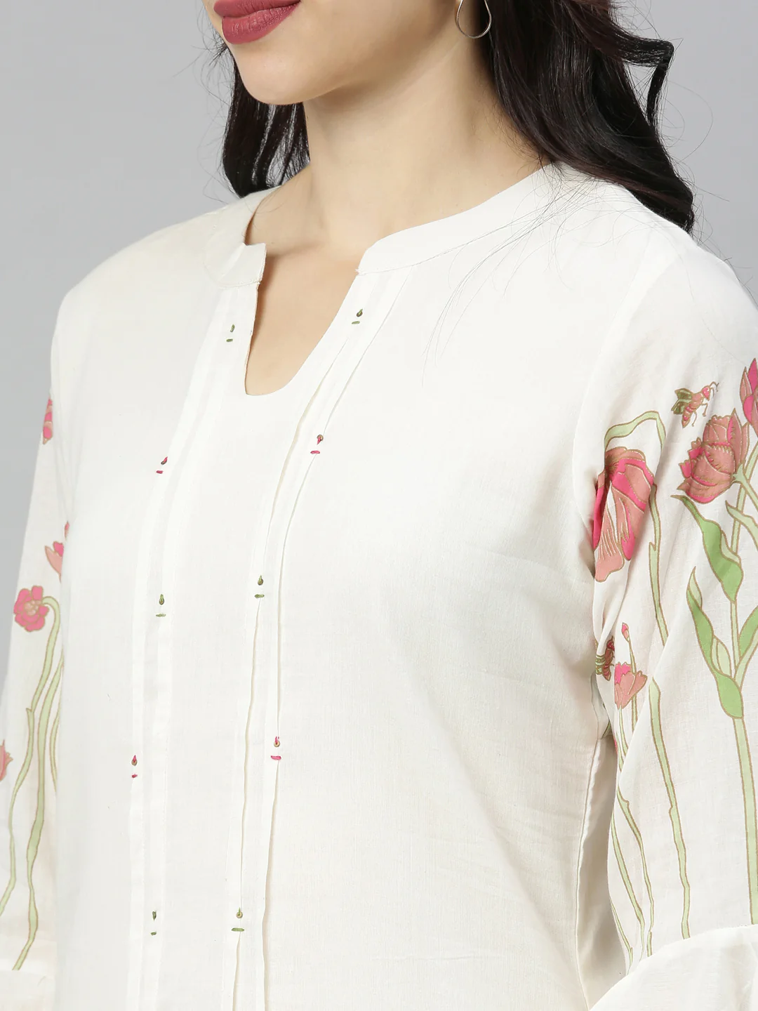 Neerus White Printed Kurta with Plazzo - Image 6
