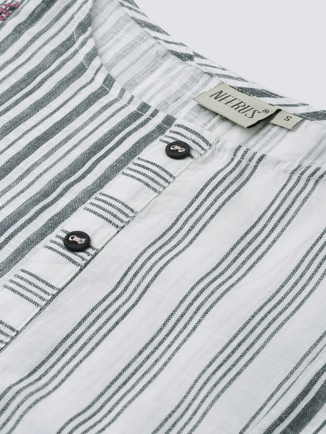 Neerus White Striped Straight Kurta - Image 2