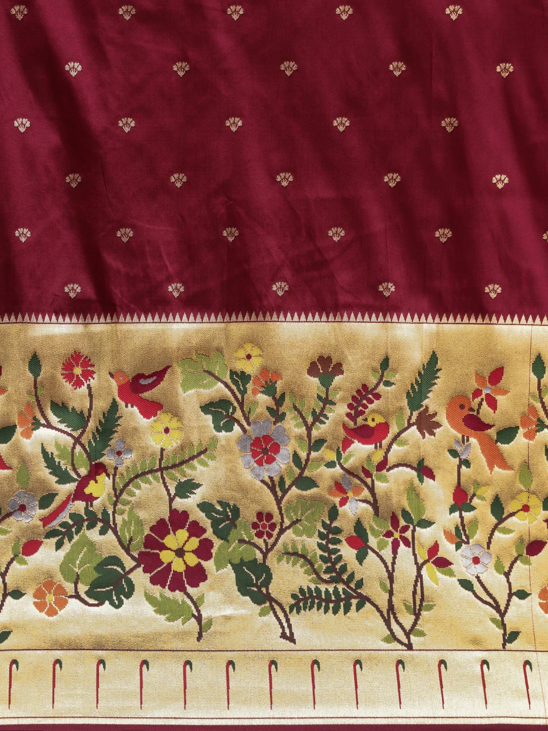 Neerus Wine Color Banaras Fabric Saree - Image 3